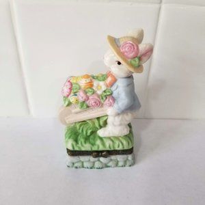 Easter Bunny Porcelain Keepsake Hinged Box